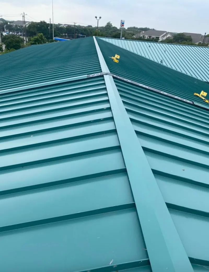 Green commercial metal roof ridge and valley for Metal Roof Repair in Poteau